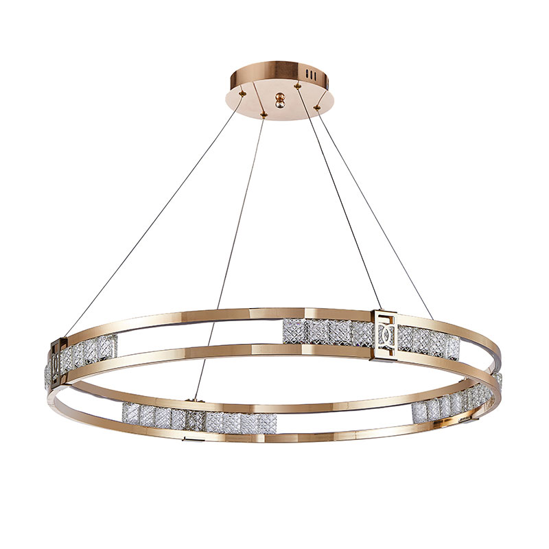 Modern Light Luxury Round Crystal Pendant LED Chandelier AQ-90008-G108W