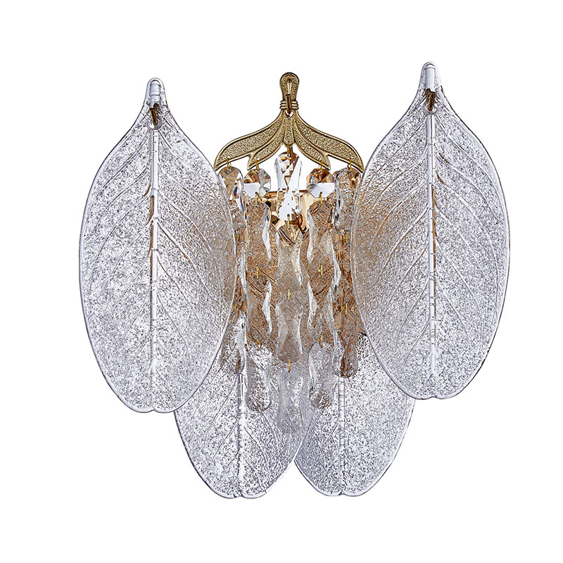 Wall Lamp Glass Leaf Crystal Pendant AQ-WCN015-3B